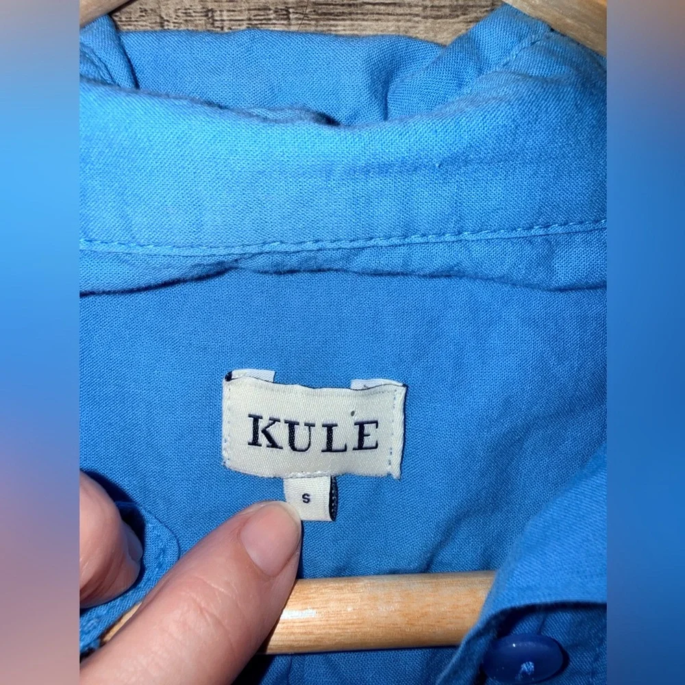 Kule Cotton Button Down Blouse Small Blue - Picture 2 of 7